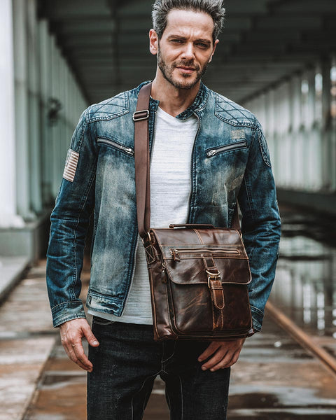 Leather Crossbody Bag / Mini Messenger Bag - Ezra [Coffee Brown] –  Alexandre León