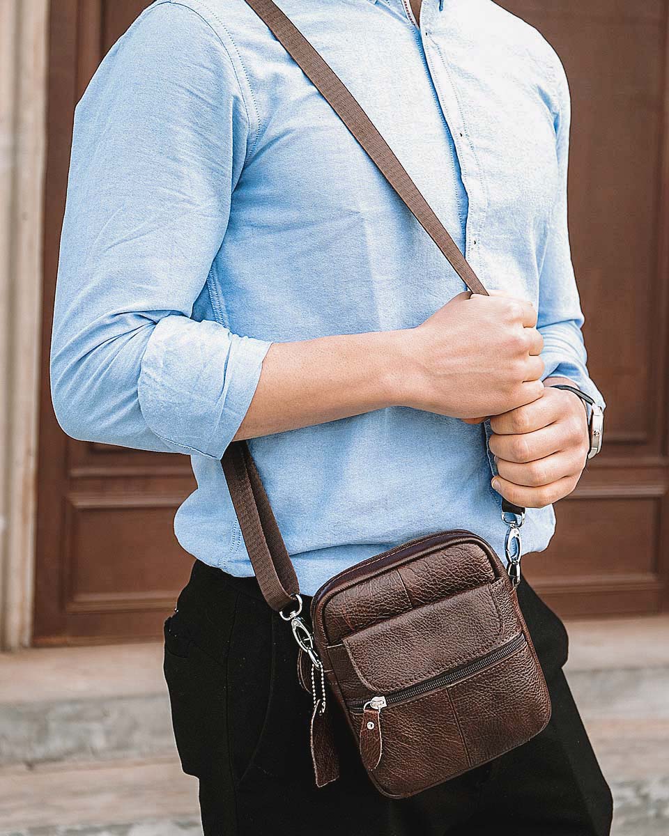 Leather Crossbody Bag / Mini Messenger Bag - Ezra [Coffee Brown] –  Alexandre León