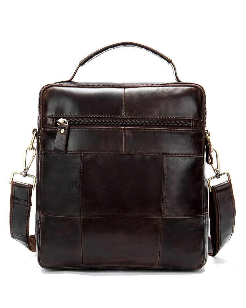 Leather Man Purse/ Mini Messenger Bag - Geneve [Coffee Brown] - Alexandre León