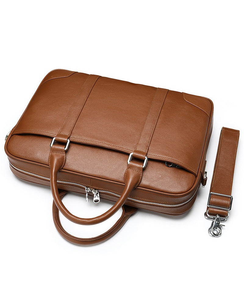 Leather Briefcase/ Laptop Bag - Murray [Brown] - Alexandre León