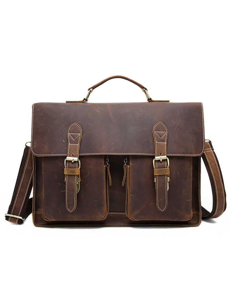Leather Briefcase/ Laptop Bag - Rolondo [Brown] - Alexandre León