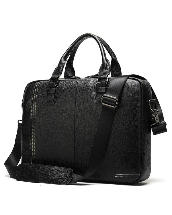 Leather Briefcase/ Laptop Bag - Parson [Black] - Alexandre León