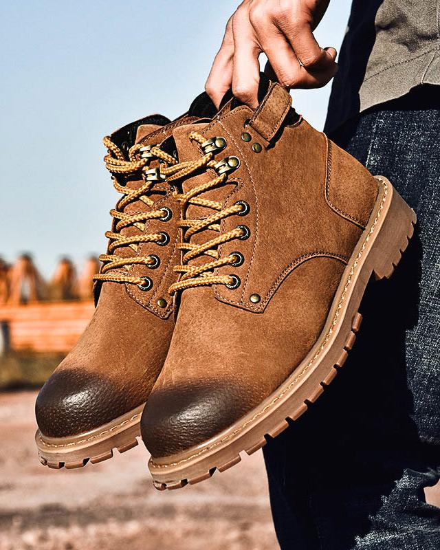Leather Lace Up Work Boots - Jesse - Alexandre León | brown