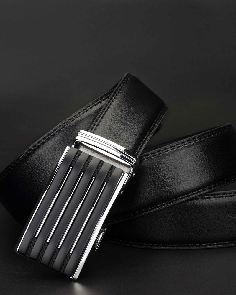 Leather Belt - Antoine [Black & Silver]