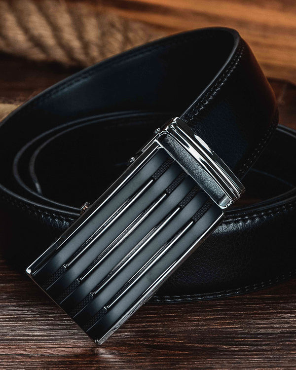 Leather Belt - Antoine [Black & Silver]