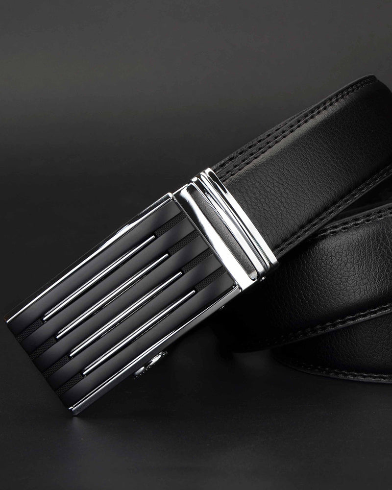 Leather Belt - Antoine [Black & Silver]