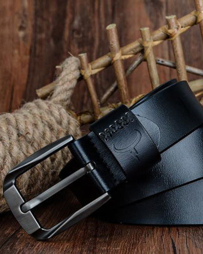 mens-Leather Belt - Côme - Alexandre León | black