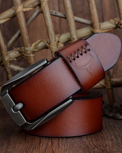 mens-Leather Belt - Côme - Alexandre León | brown
