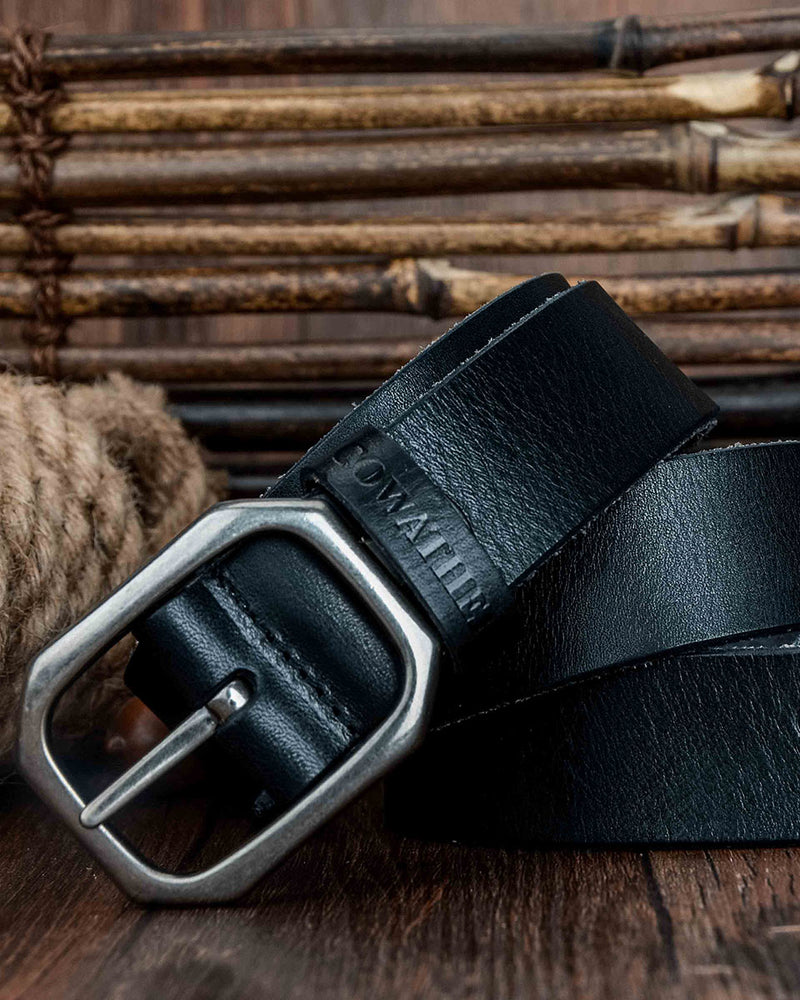 mens-Leather Belt - Leonard - Alexandre León | black
