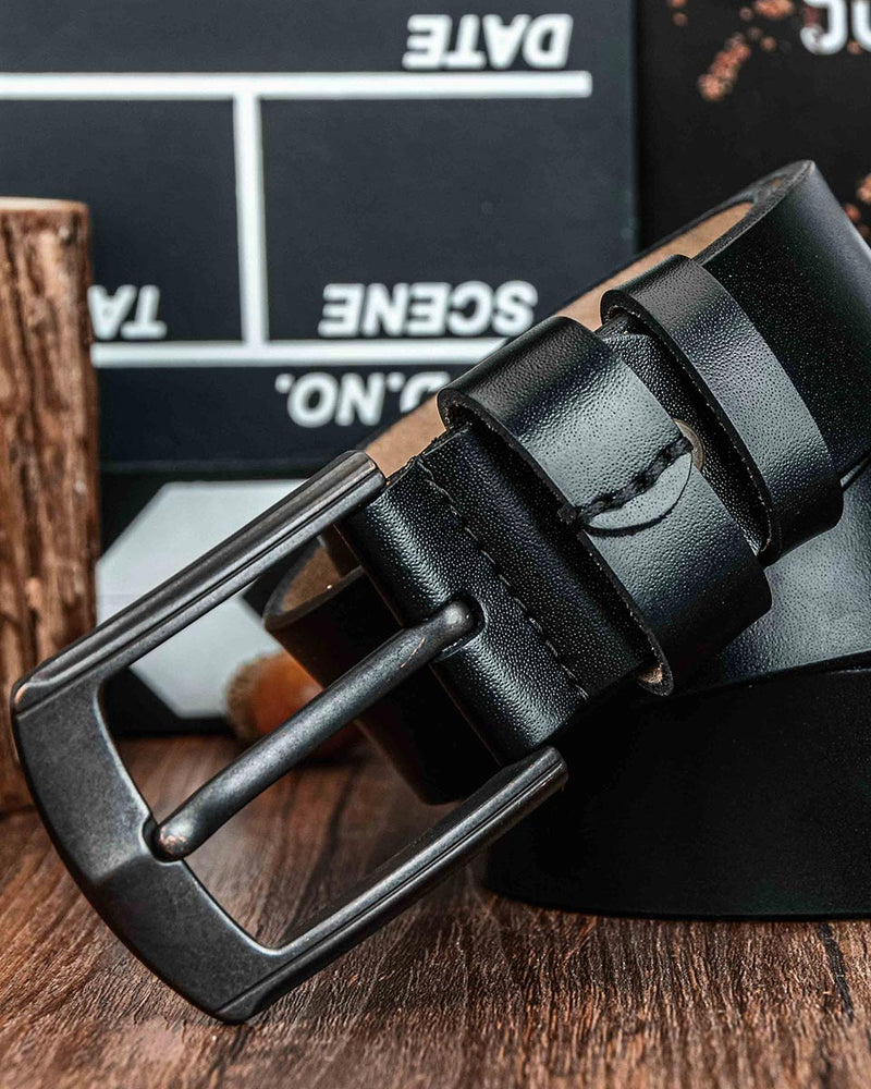 mens-Leather Belt - Noam - Alexandre León | black