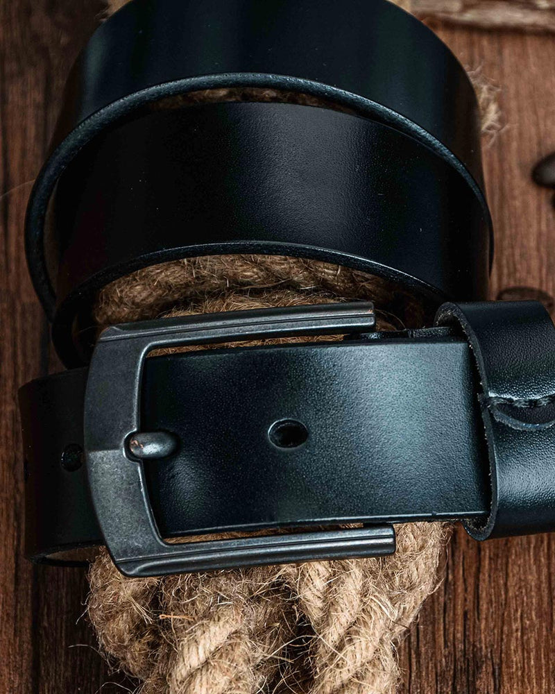 mens-Leather Belt - Noam - Alexandre León | black