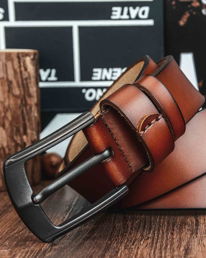 mens-Leather Belt - Noam - Alexandre León | brown