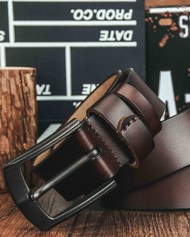 mens-Leather Belt - Noam - Alexandre León | coffee-brown