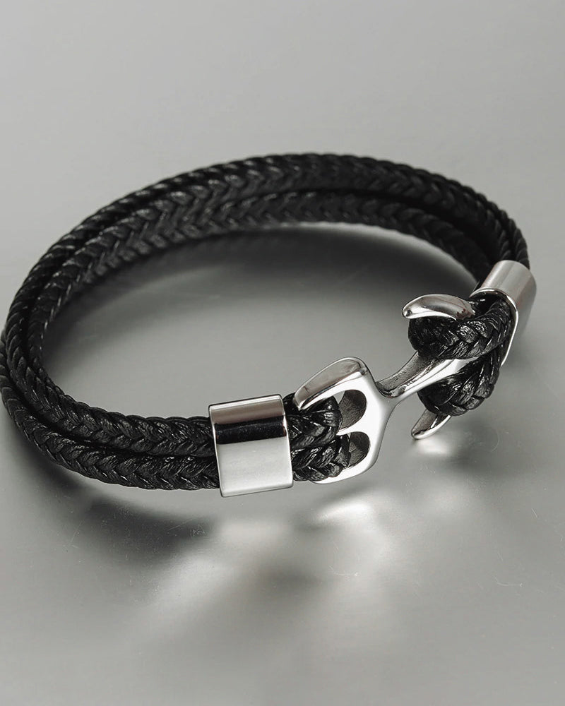 mens-Leather Bracelets - Adam - Alexandre León | black