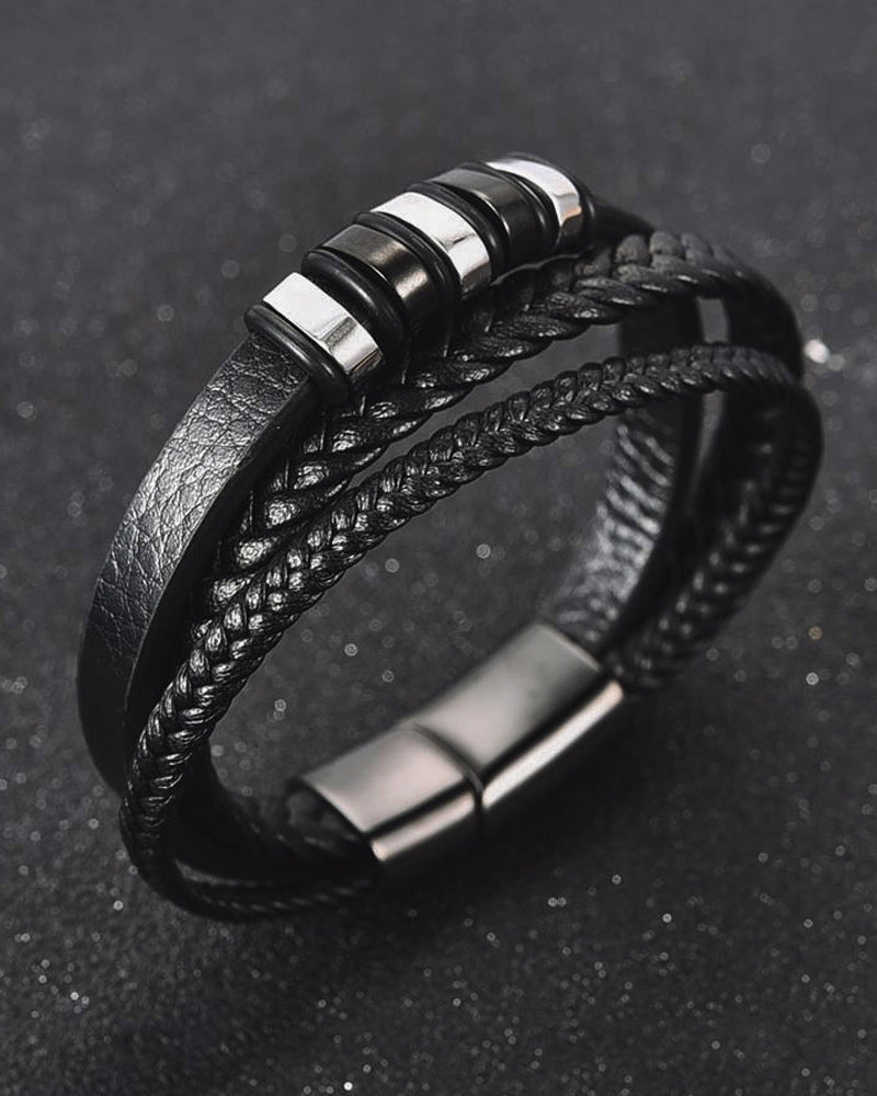 mens-Leather Bracelets - Henry - Alexandre León | black-metal