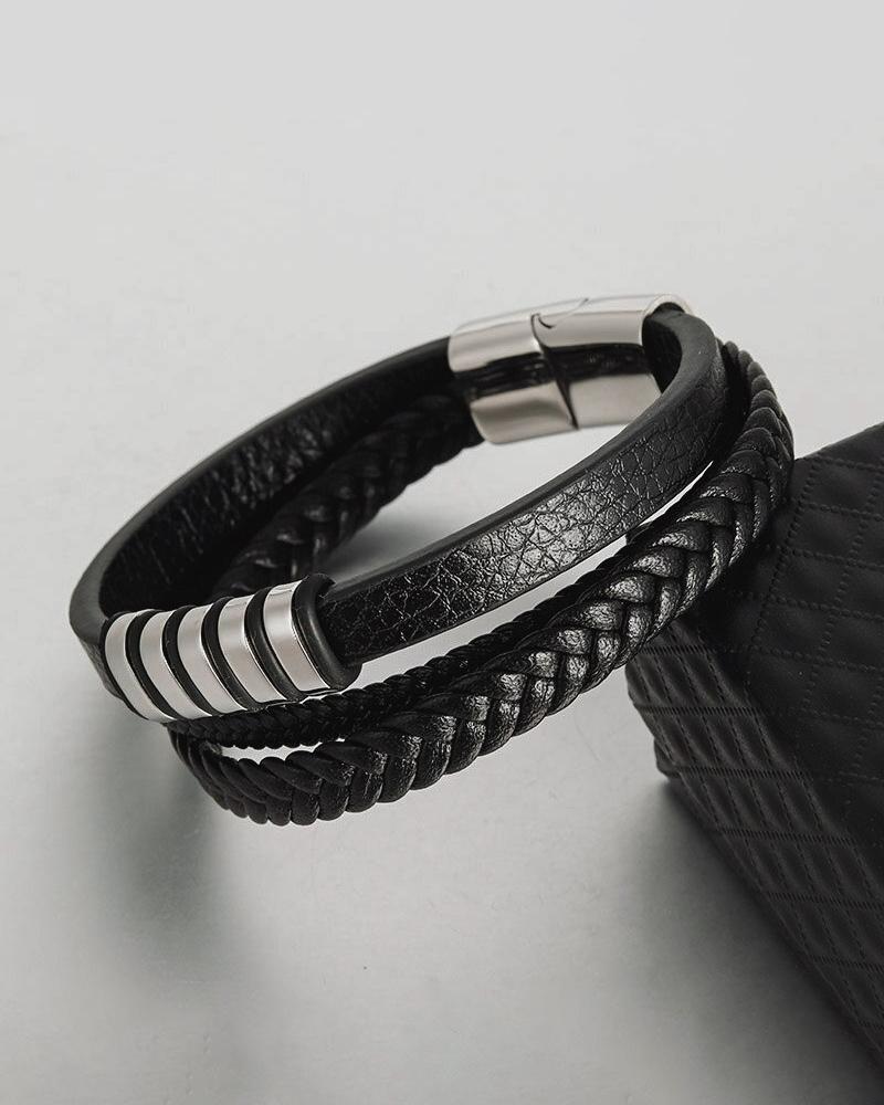 mens-Leather Bracelets - Henry - Alexandre León | silver