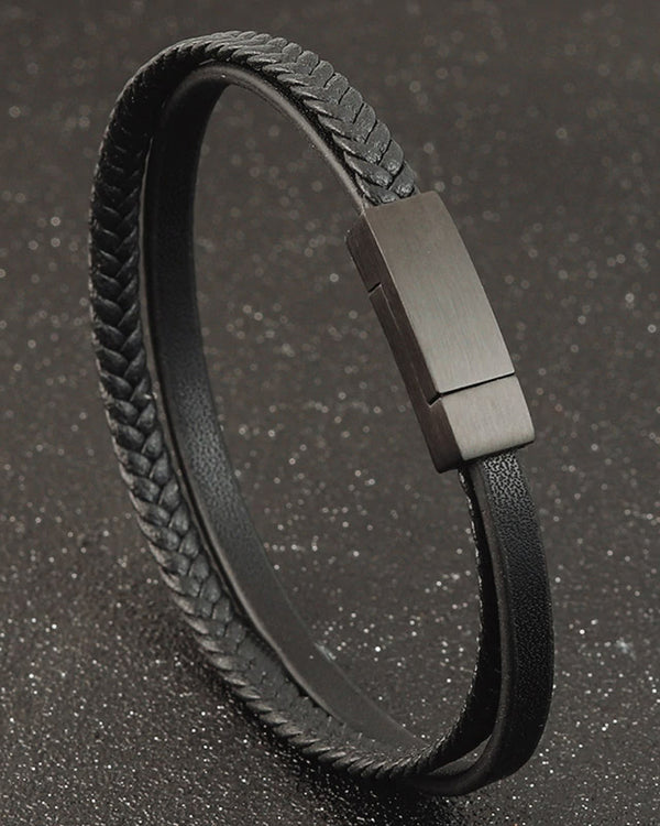 mens-Leather Bracelets - Scott - Alexandre León | black