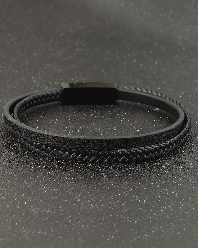 mens-Leather Bracelets - Scott - Alexandre León | black