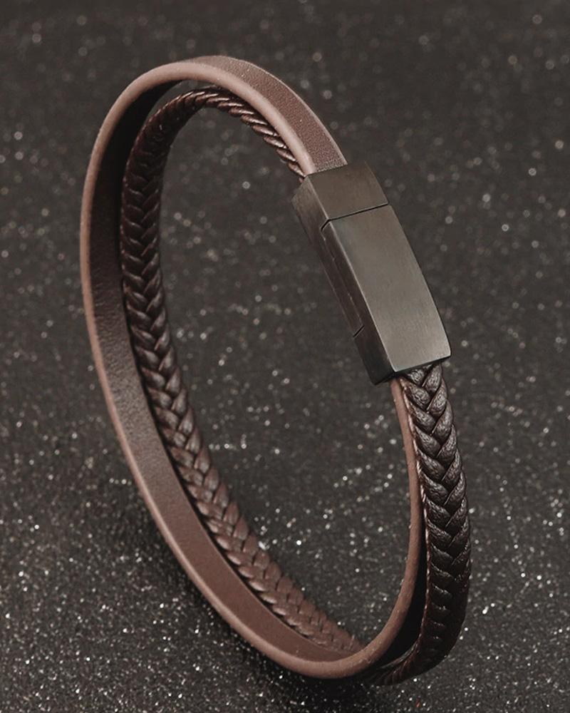 mens-Leather Bracelets - Scott - Alexandre León | coffee-brown