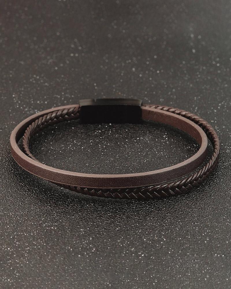 mens-Leather Bracelets - Scott - Alexandre León | coffee-brown