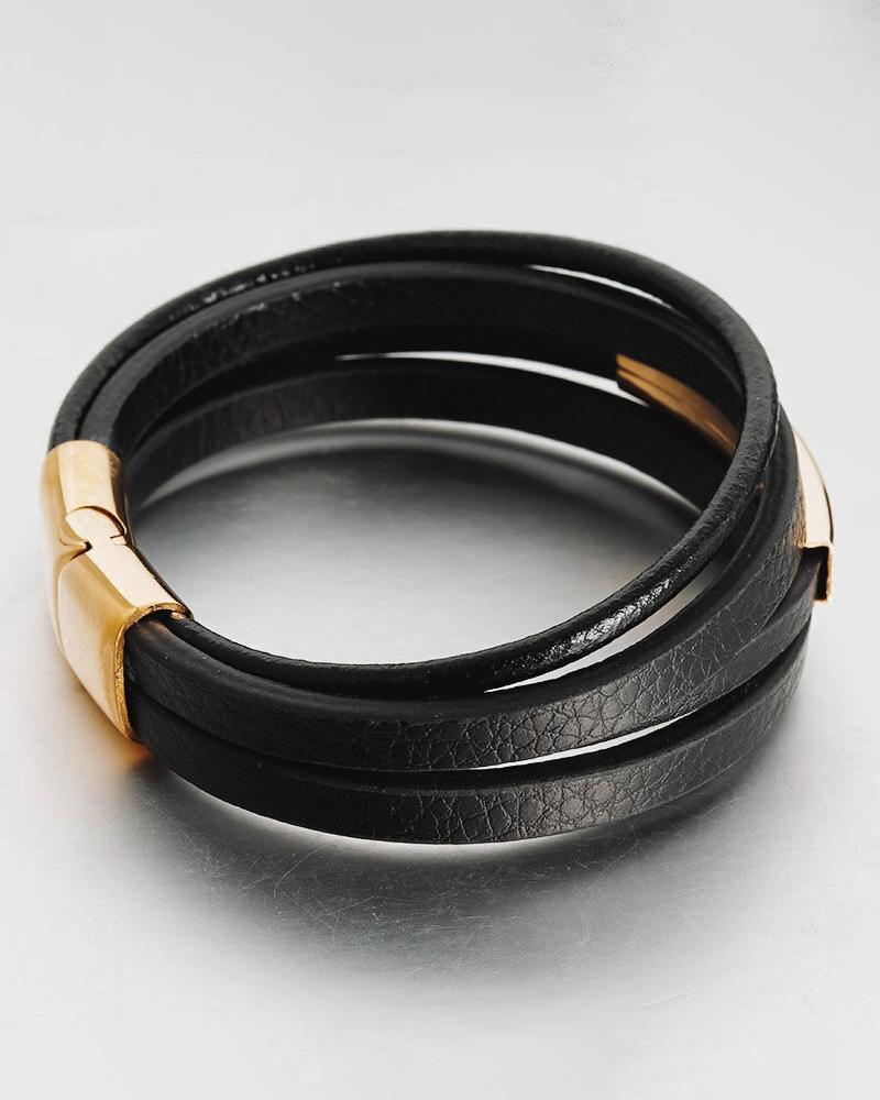 mens-Leather Bracelets - Tyler - Alexandre León | gold