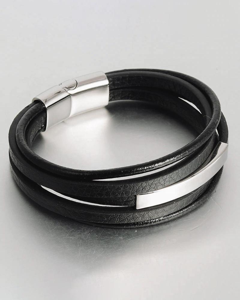 mens-Leather Bracelets - Tyler - Alexandre León | silver