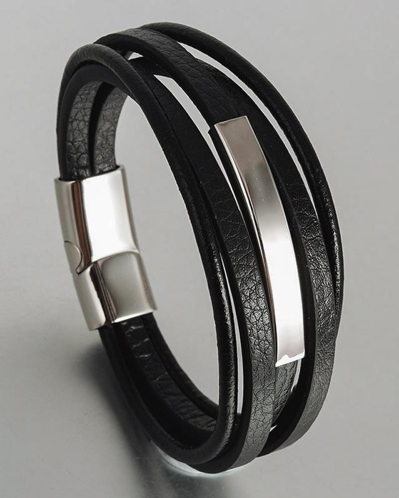 mens-Leather Bracelets - Tyler - Alexandre León | silver
