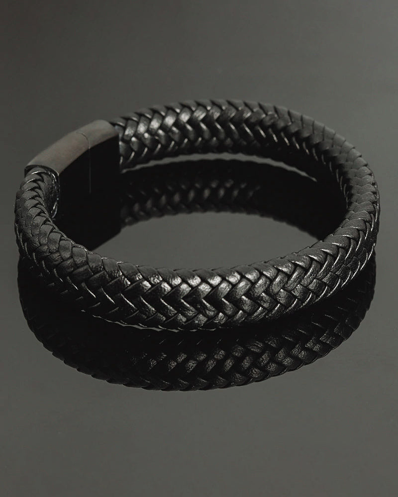 mens-Leather Bracelets - Willie - Alexandre León | black-metal