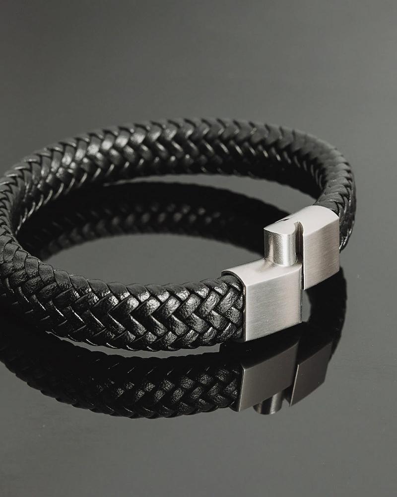 mens-Leather Bracelets - Willie - Alexandre León | silver
