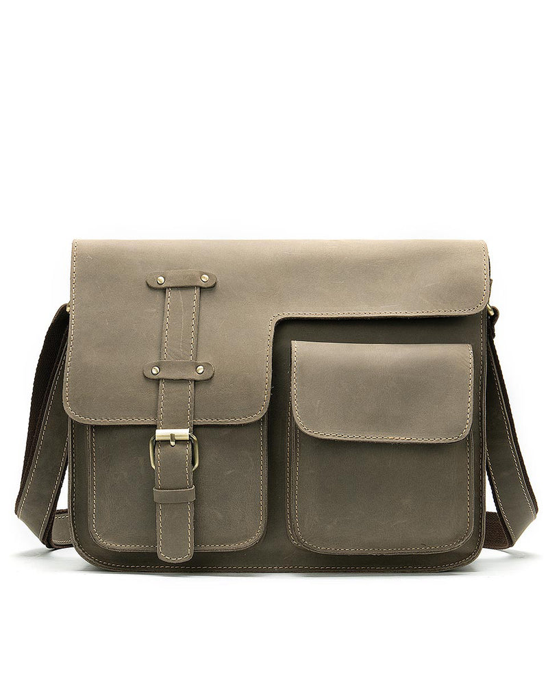 Leather Briefcase/ Laptop Bag - Angel - Alexandre Leon | green