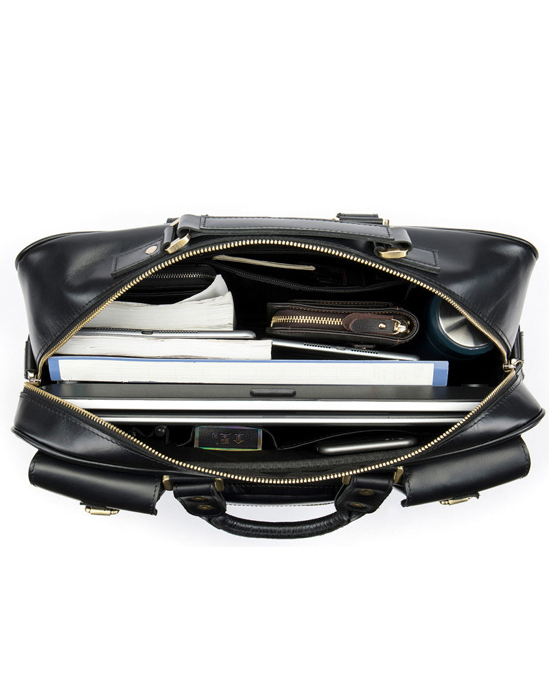 Leather Briefcase/ Laptop Bag - Chase - Alexandre Leon | black