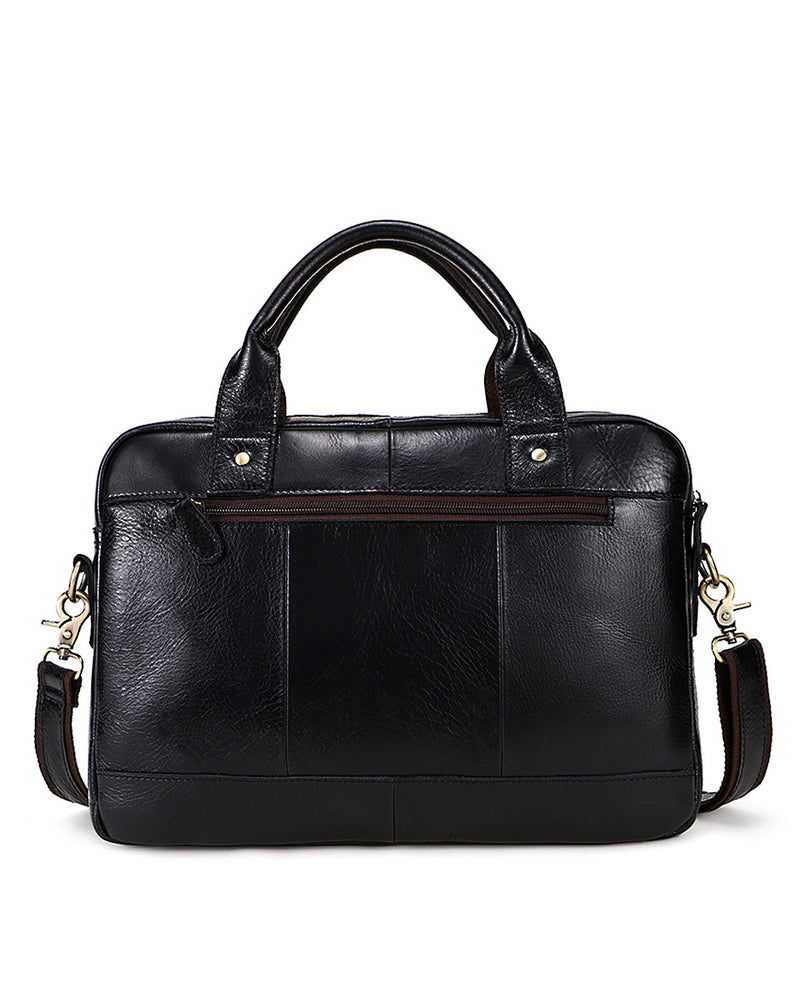 Leather Briefcase/ Laptop Bag - Nathaniel - Alexandre Leon | black