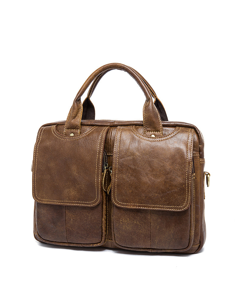 Leather Briefcase/ Laptop Bag - Nathaniel - Alexandre Leon | mosha-brown
