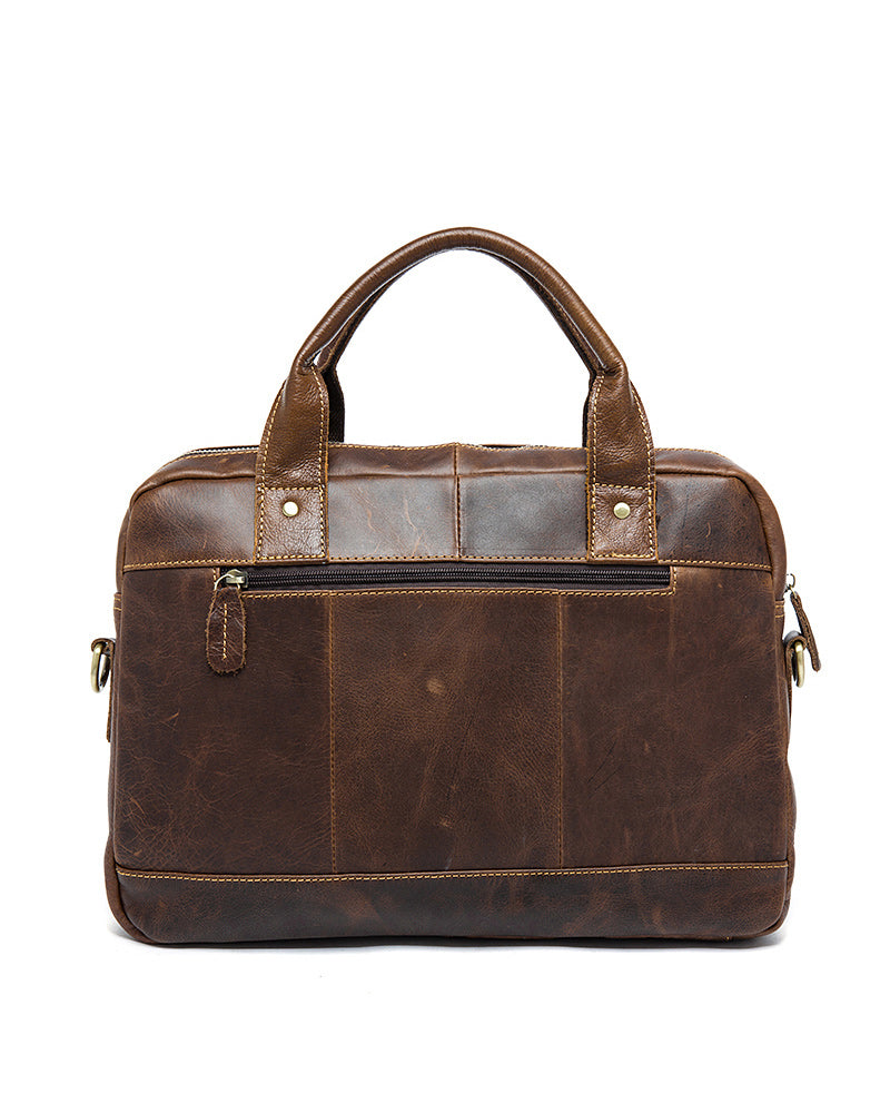 Leather Briefcase/ Laptop Bag - Nathaniel - Alexandre Leon | red-brown