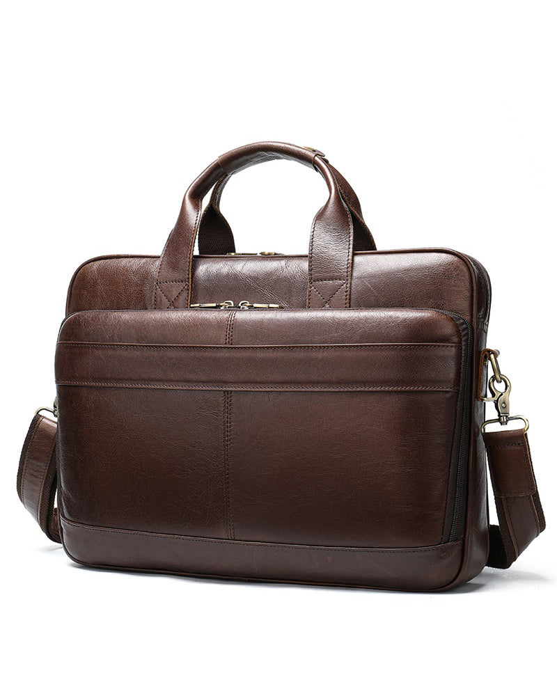 Leather Briefcase/ Laptop Bag - Sawyer [Brown] - Alexandre Leon