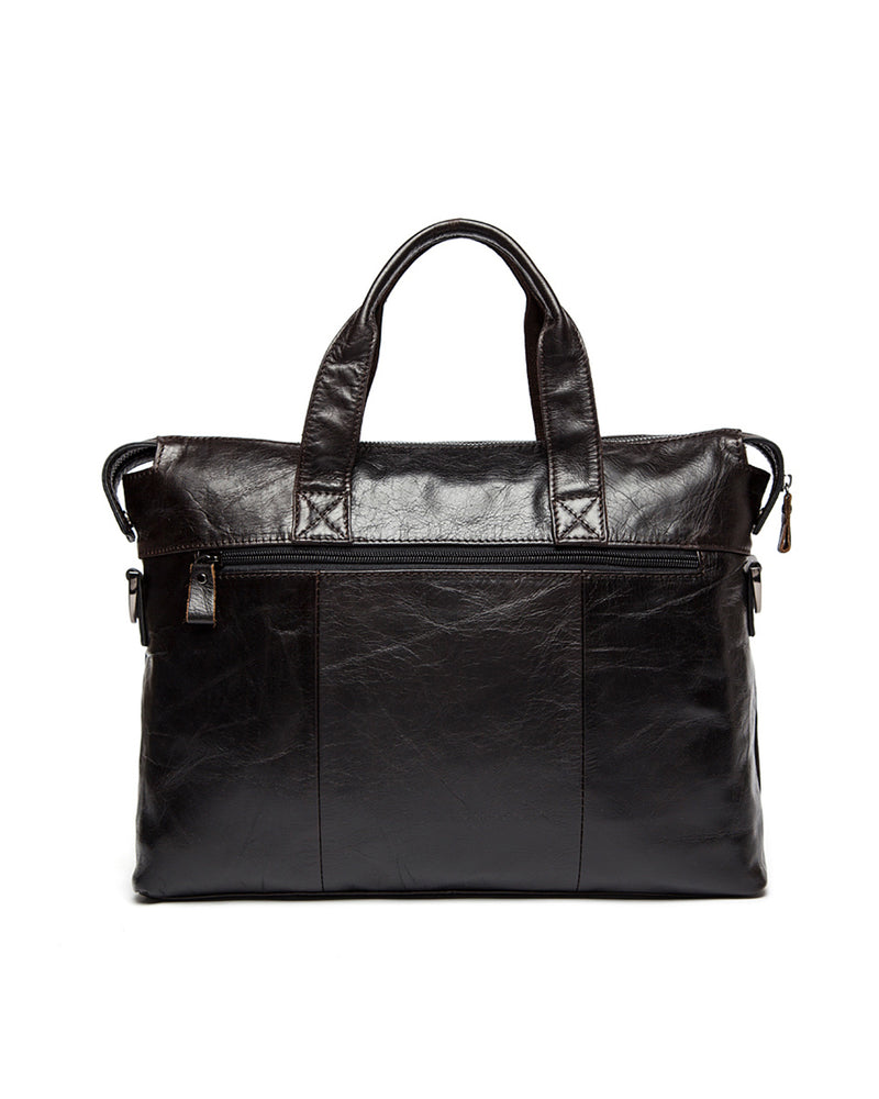 Leather Briefcase/ Laptop Bag - Tristan [Coffee Brown] - Alexandre Leon