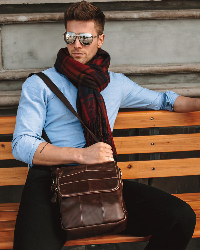 Leather Crossbody Bag / Mini Messenger Bag - Bentley [Coffee Brown]