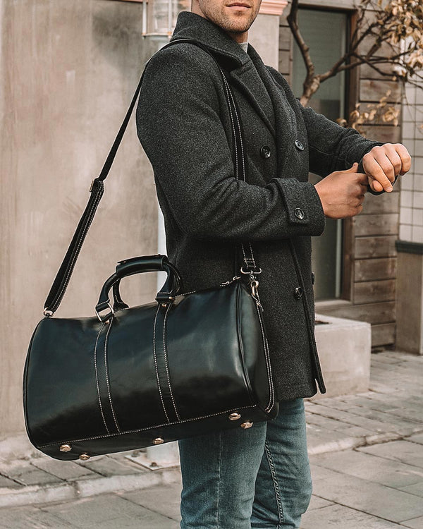 Leather Duffel Bag - Ayden - Alexandre Leon | black
