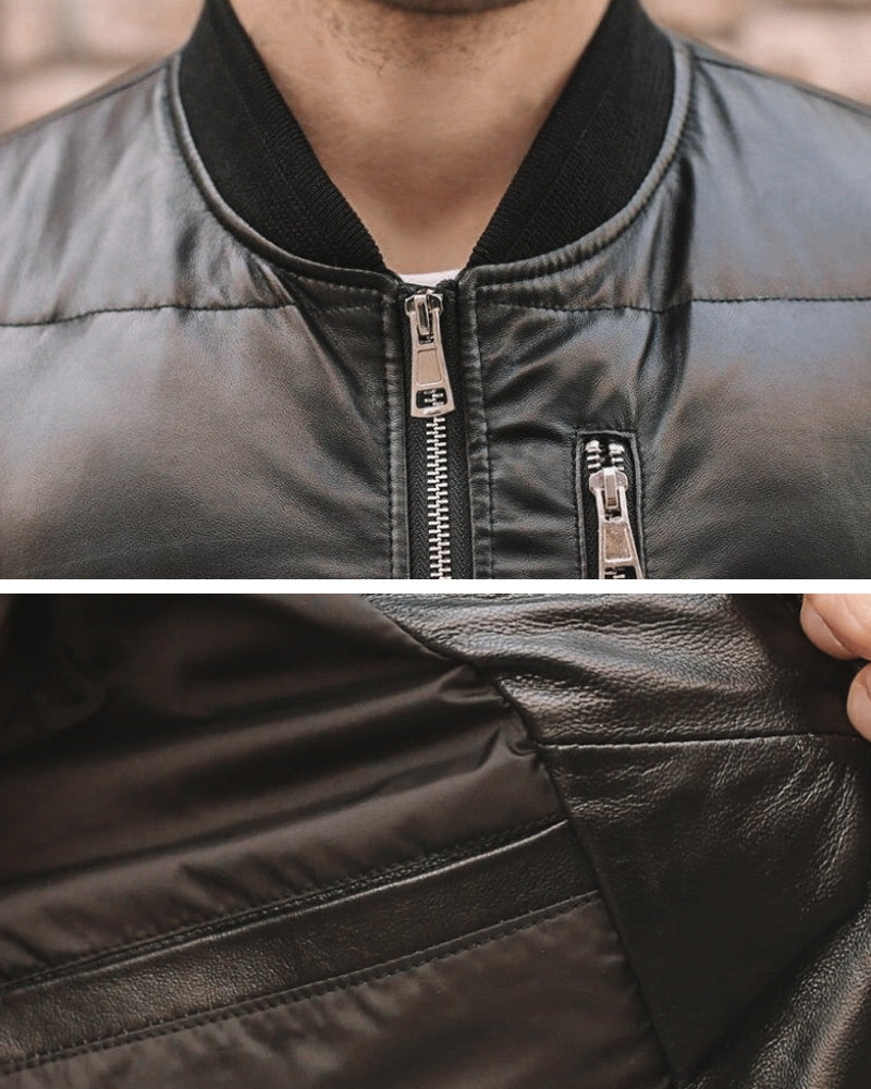 Puffer Leather Jacket - Sergio [Black] - Alexandre León