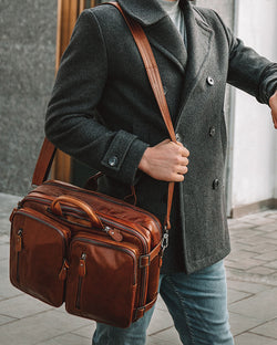 Leather Briefcase/ Laptop Bag - Colton [Brown]