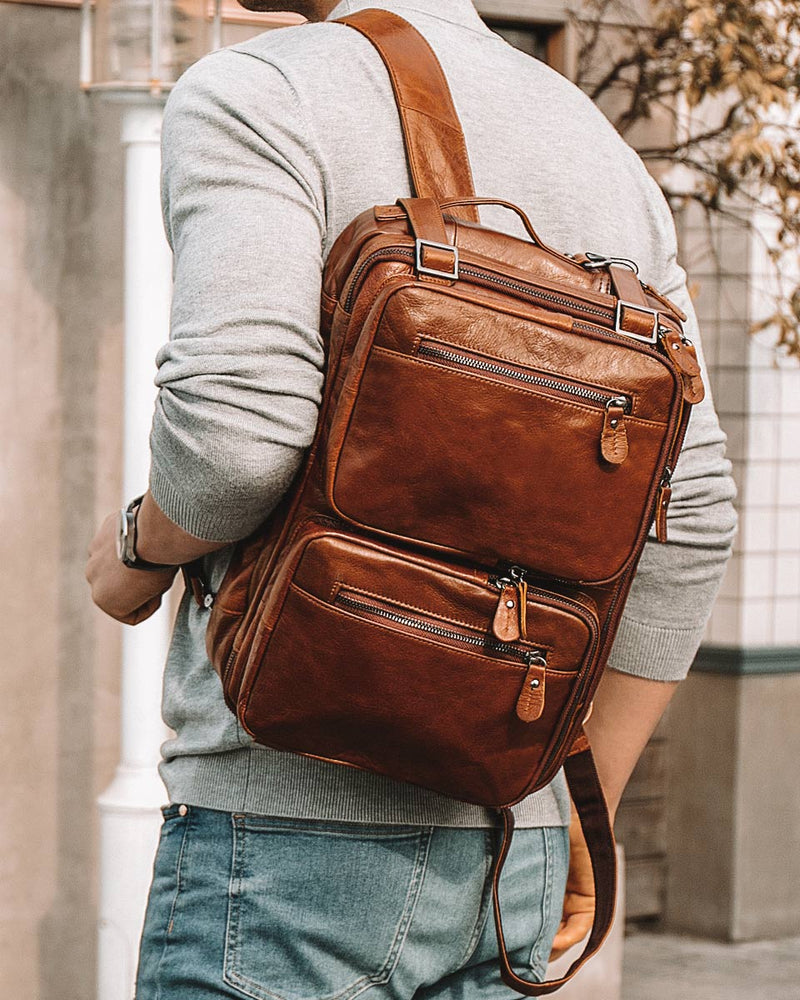 Leather Briefcase/ Laptop Bag - Colton [Brown]