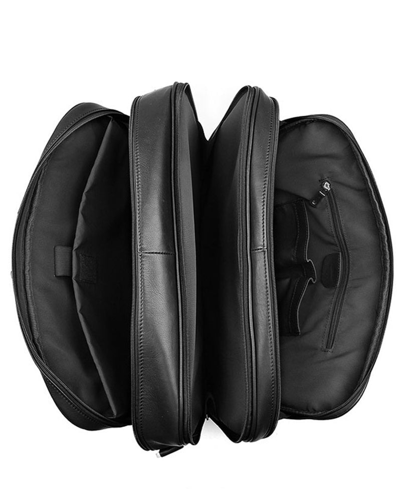 Leather Briefcase/ Travel Bag - Franco - Alexandre León | black