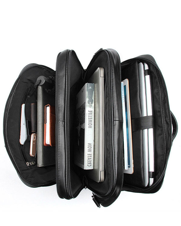 Leather Briefcase/ Travel Bag - Franco - Alexandre León | black