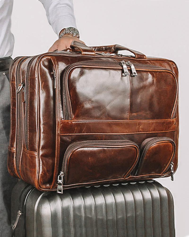 Leather Briefcase/ Travel Bag - Franco - Alexandre León | brown