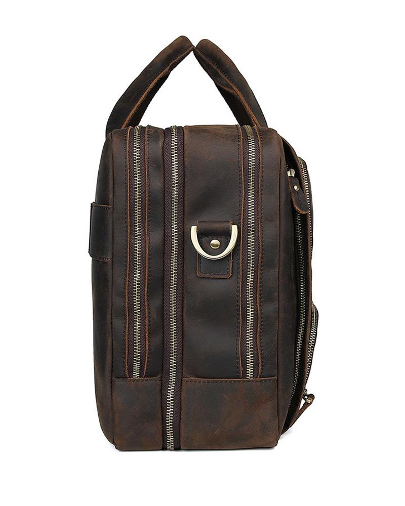 Leather Briefcase/ Travel Bag - Franco - Alexandre León | rustic-brown