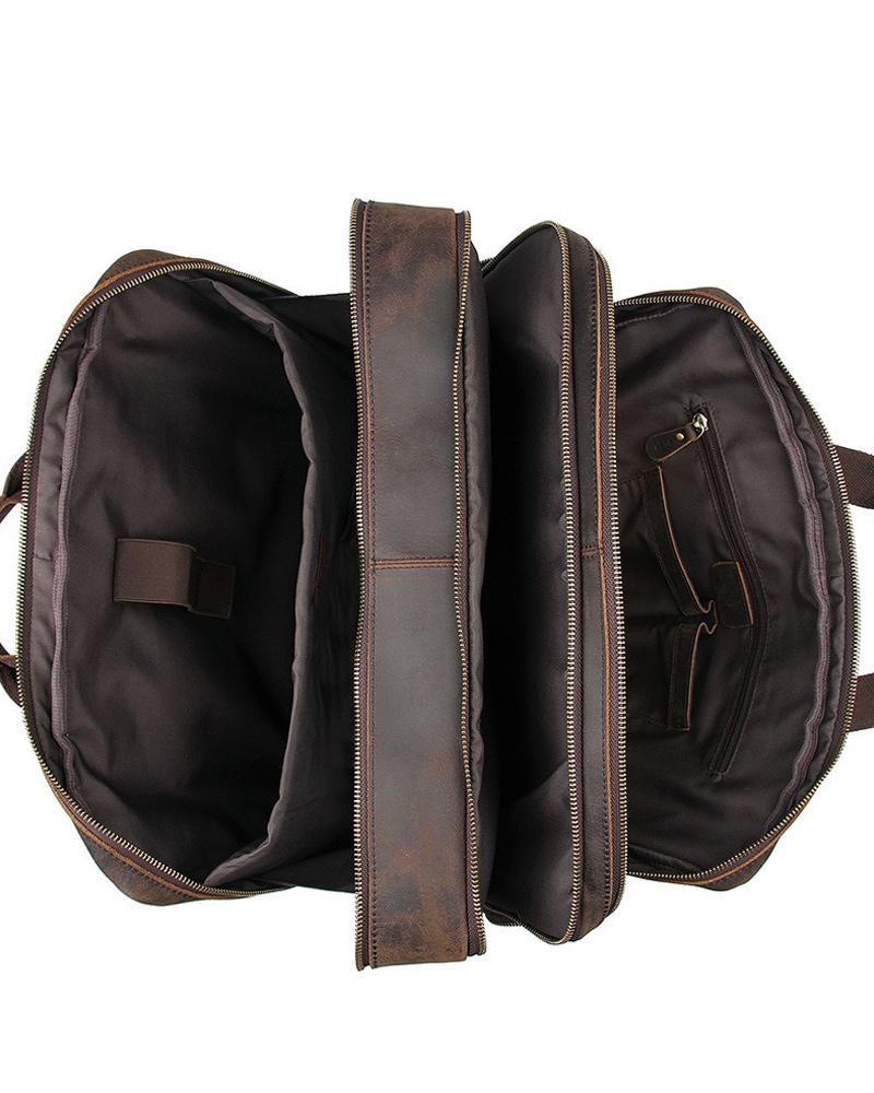 Leather Briefcase/ Travel Bag - Franco - Alexandre León | rustic-brown