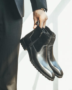 mens-Leather High Ankle Chelsea Boots - Amos - Alexandre León | black