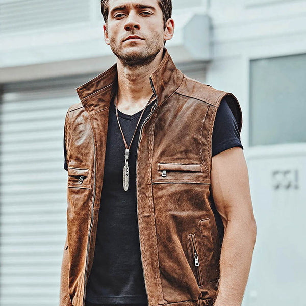 Leather Vest - Francol [Brown] – Alexandre León