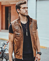 Leather Vest - Francol [Brown] – Alexandre León