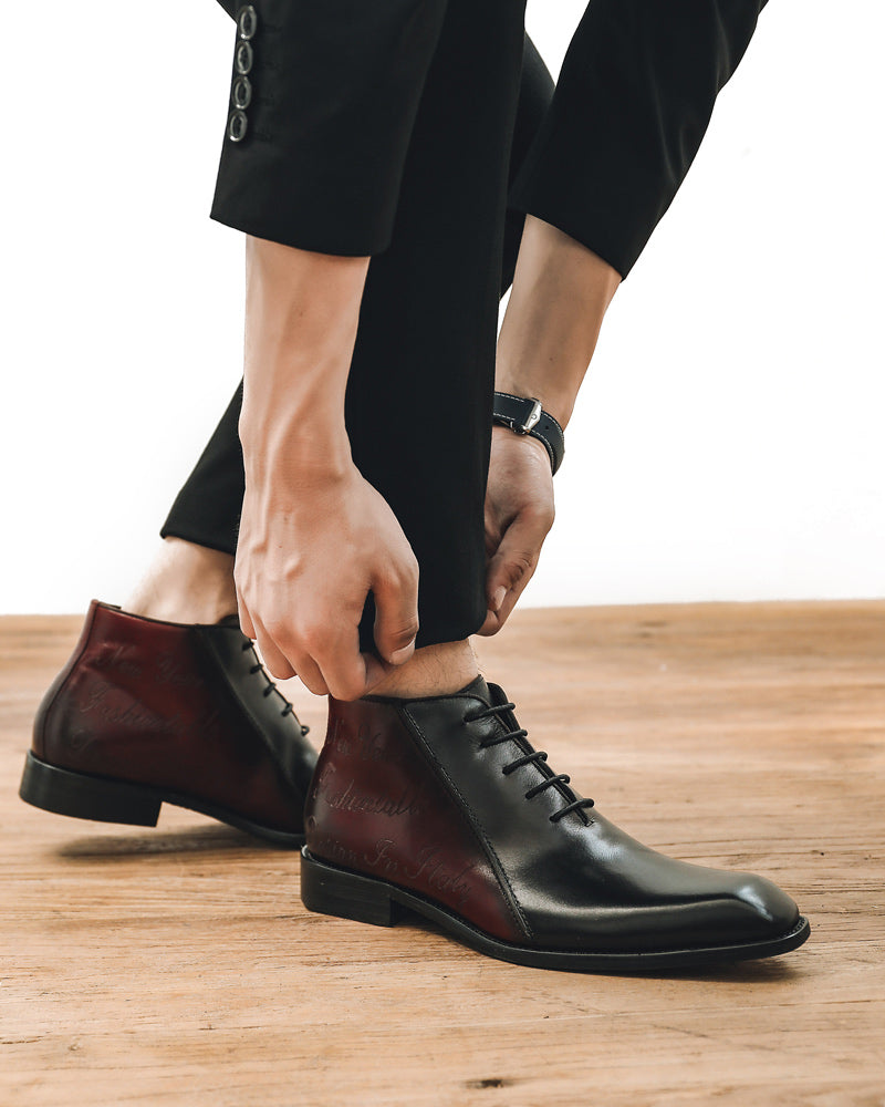 mens-Leather High Ankle Oxford Shoes - Eugene - Alexandre León | black